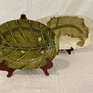 Decorative Green Patterned Lightweight Platters and Stands